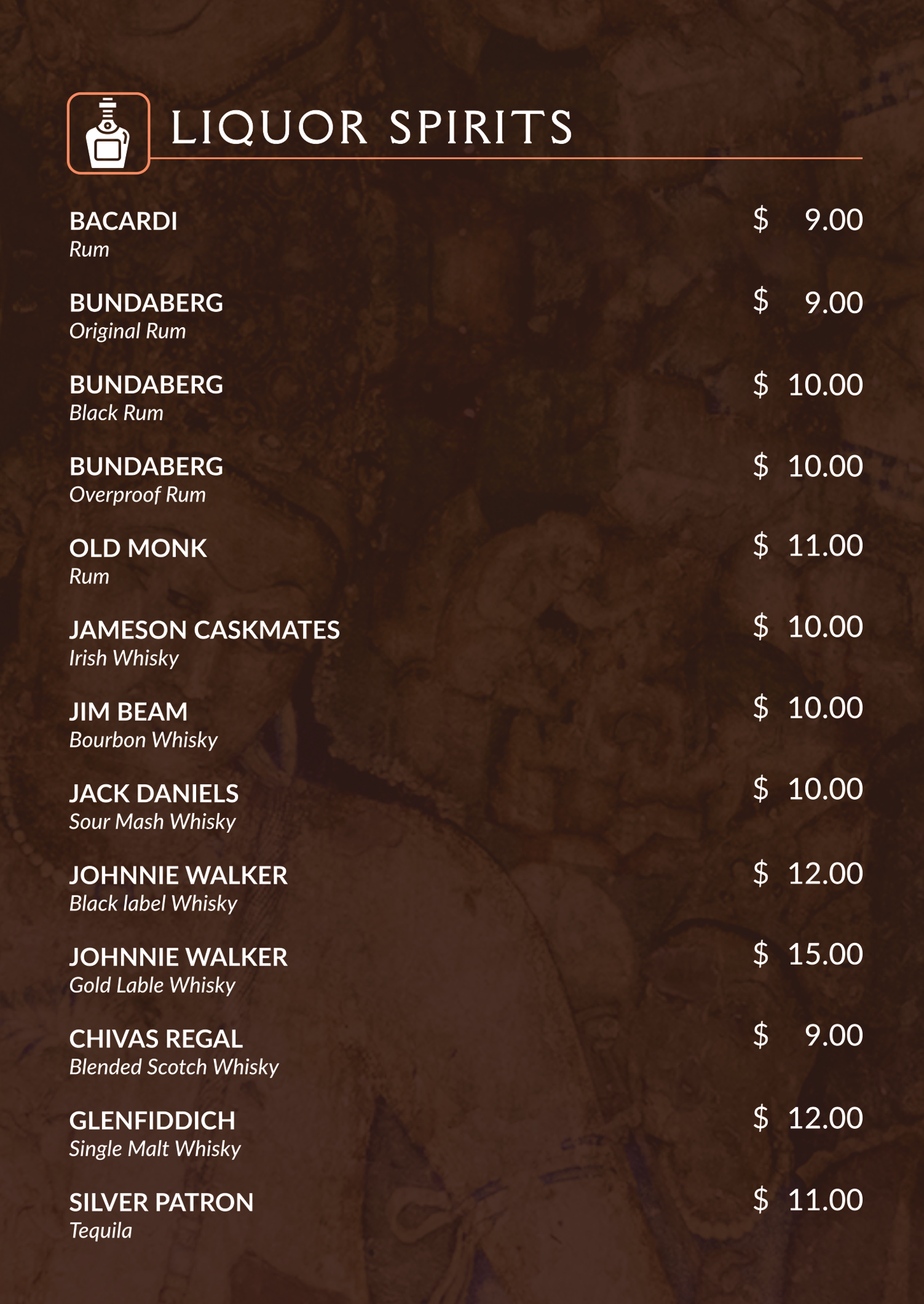 drinks menu